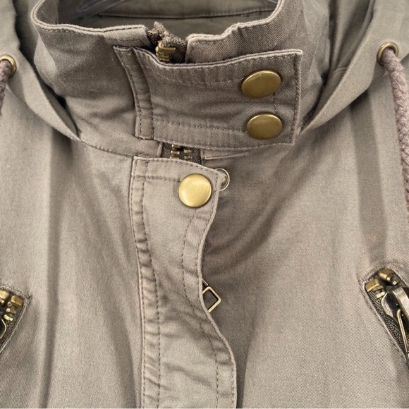 Kenna-T Olive Green Utility Jacket Cinched Waist Bronze Metal Detail Size Medium - Picture 5 of 11